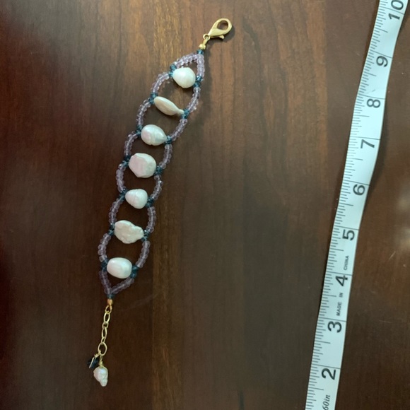 Handmade pearl, amethyst, & topaz bracelet - Picture 5 of 5